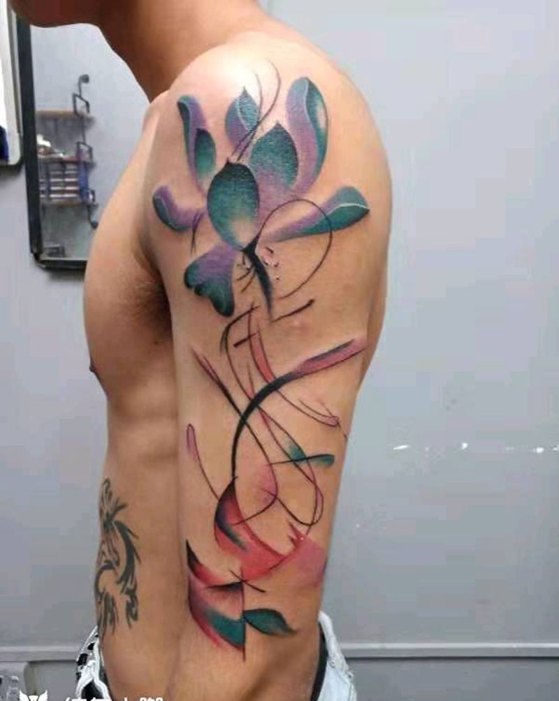 水墨纹身图片_手臂水墨纹身图案