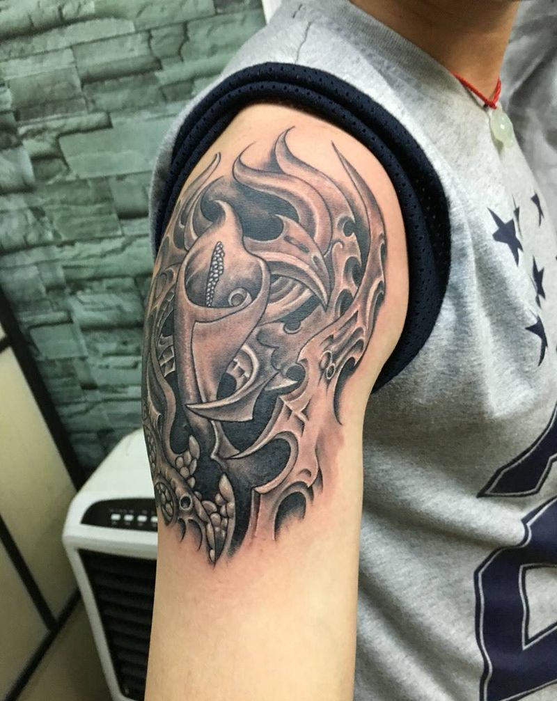 黑灰纹身图片_成品手臂纹身图案