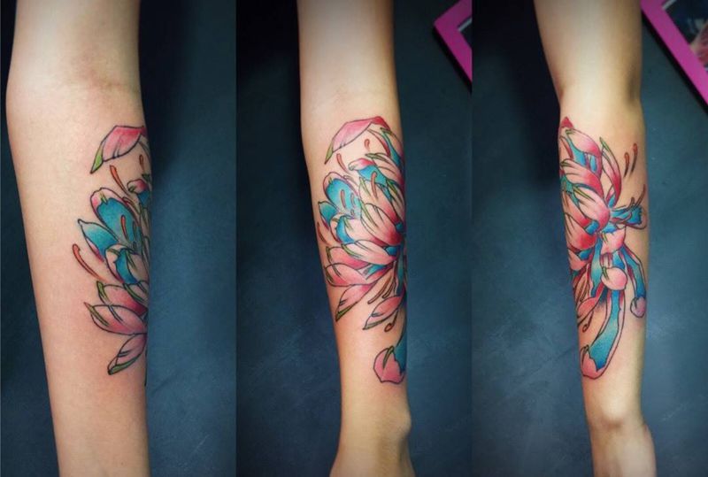 爆菊花纹身图片