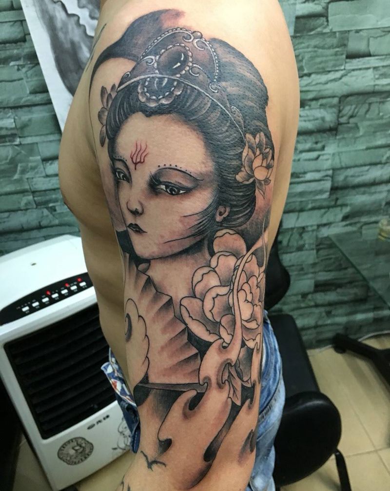 小妞纹身图片_成品手臂人物纹身图案