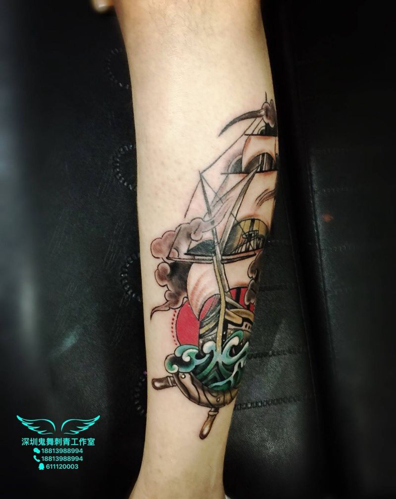 一帆风顺纹身图片