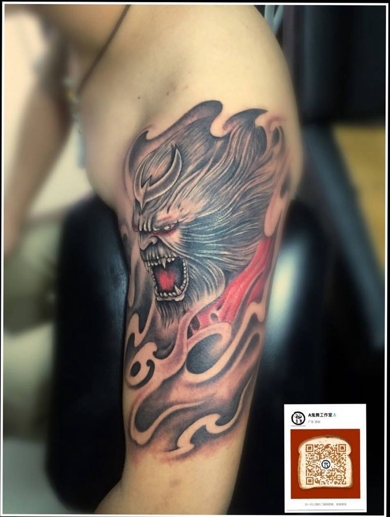 三打狗纹身图片