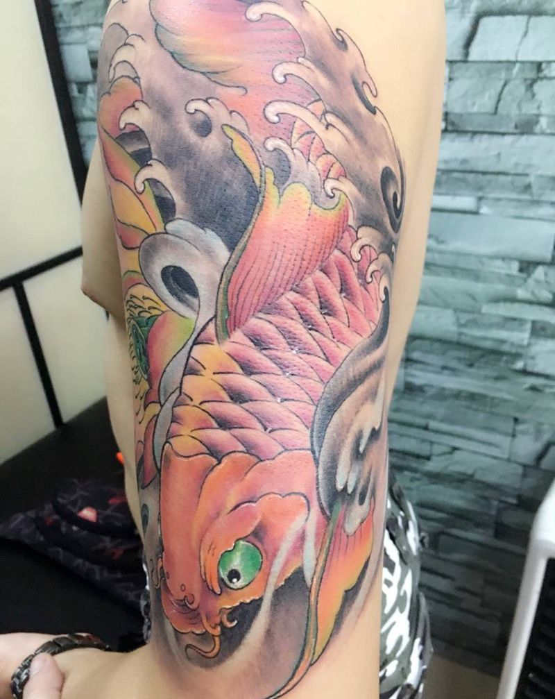 鱼儿纹身图片_成品手臂传统纹身图案