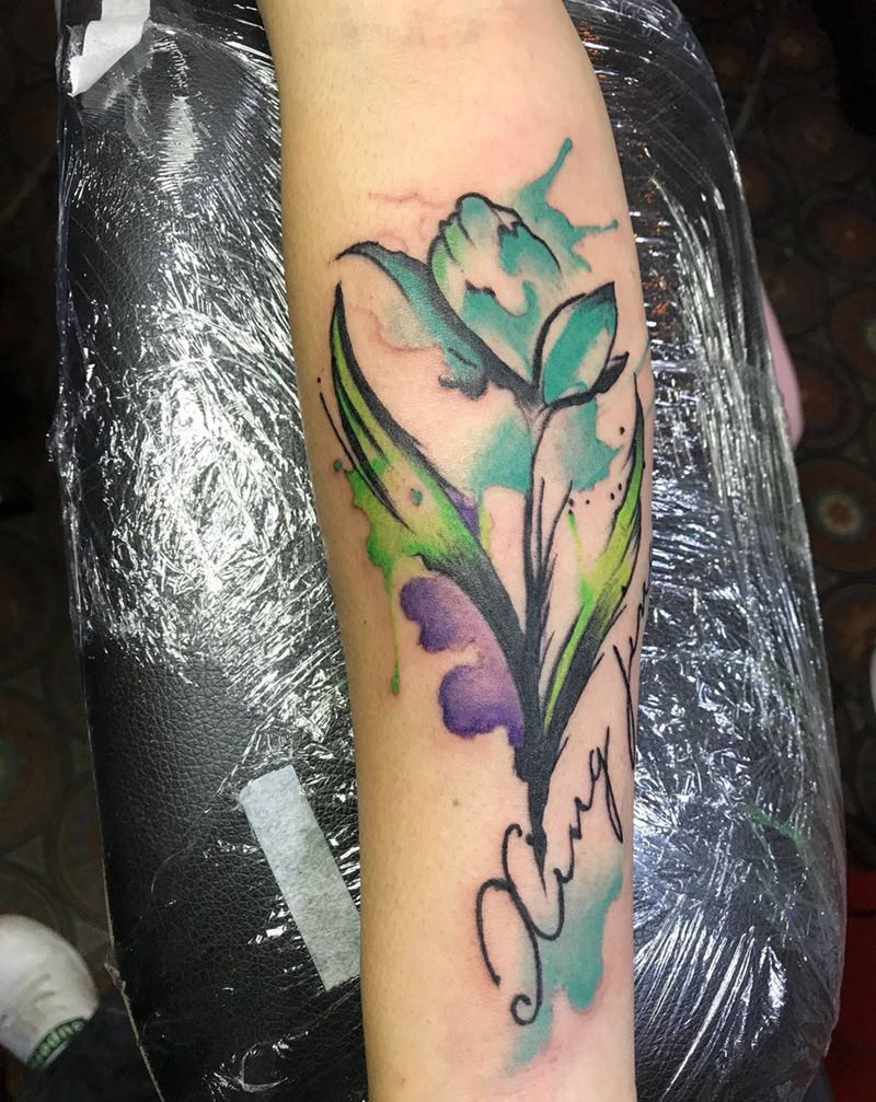 水彩泼墨纹身图片_手臂水彩水墨纹身图案