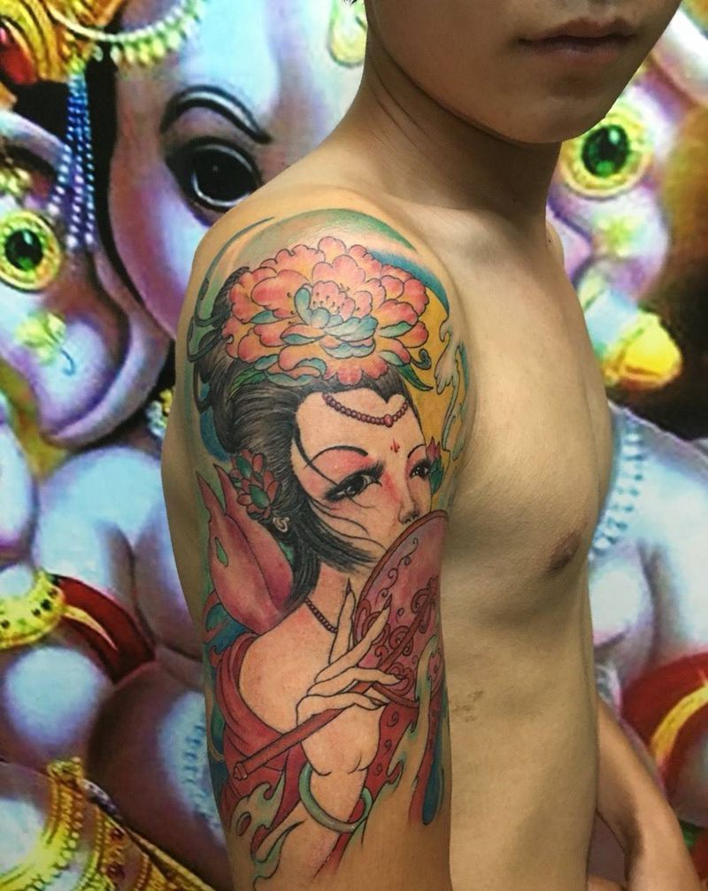 丑女纹身图片_成品手臂人物纹身图案