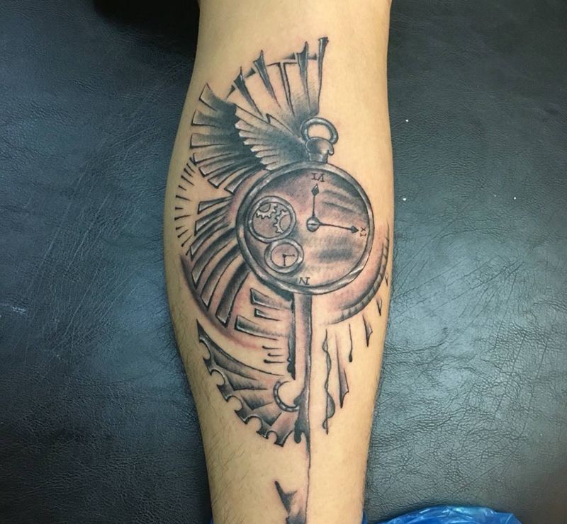 黑白纹身图片_成品腿部图腾纹身图案