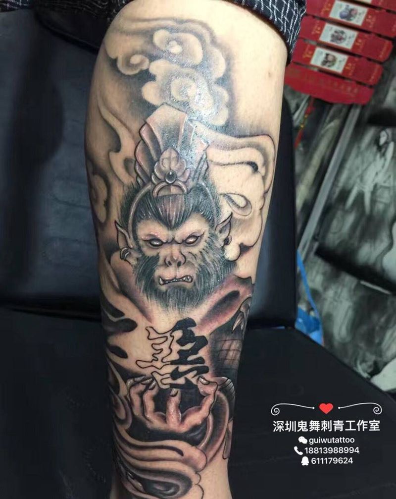 包小腿—大圣归来纹身图片