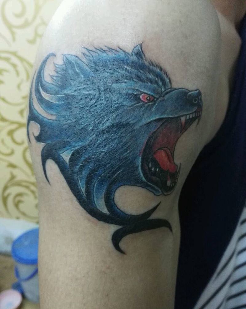 狼盖这小图纹身图片