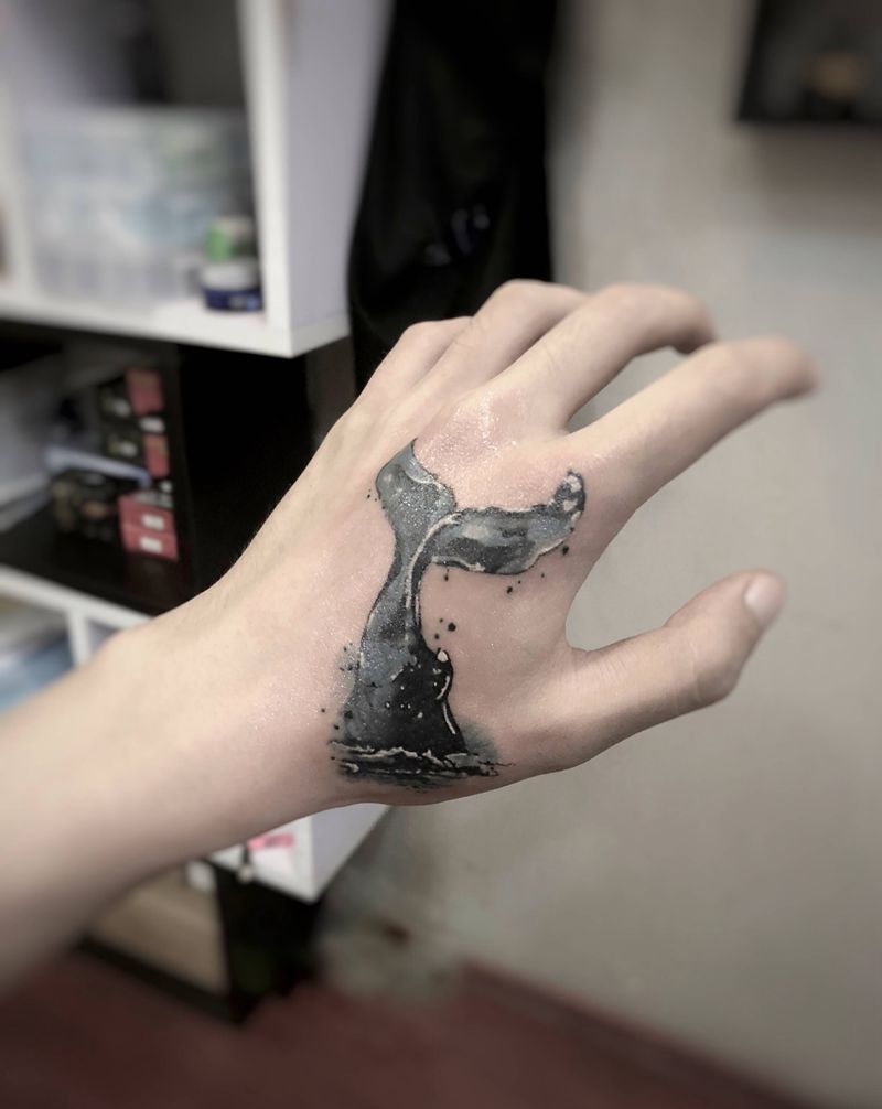 遮盖纹身图片_手部水彩水墨纹身图案