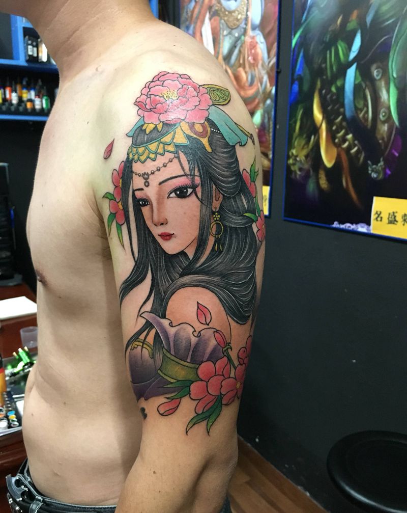 古风美女纹身图片_手臂纹身图案