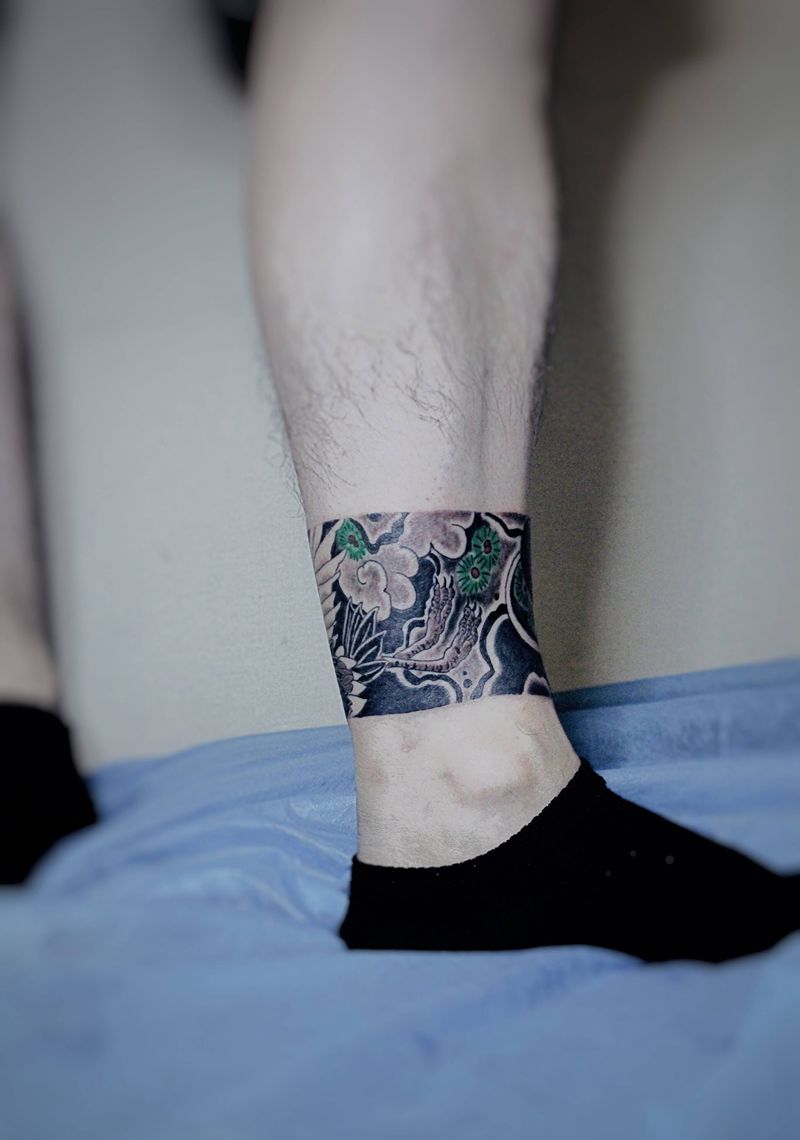 腿环纹身图片_老传统纹身图案