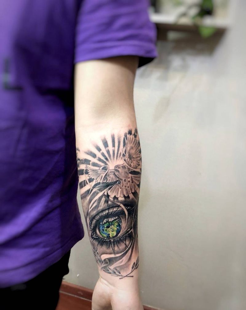 小臂遮盖纹身图片_手臂欧美写实纹身图案