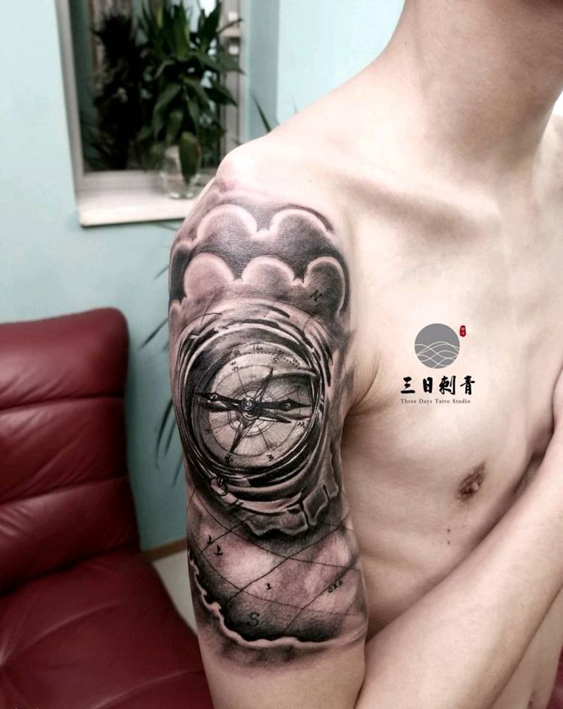 指南针纹身图片