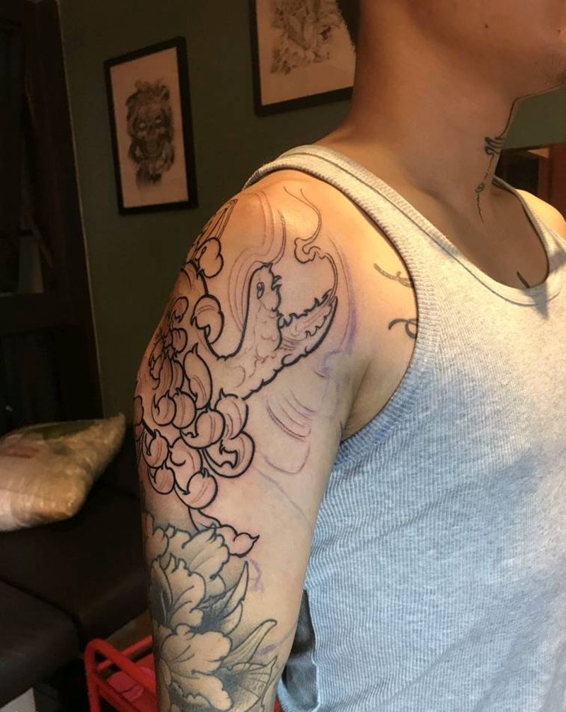 我的花臂终于开始做上面的图了纹身图片