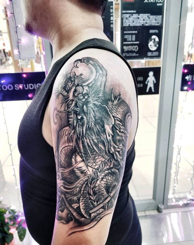 遮盖，传统龙纹身图片