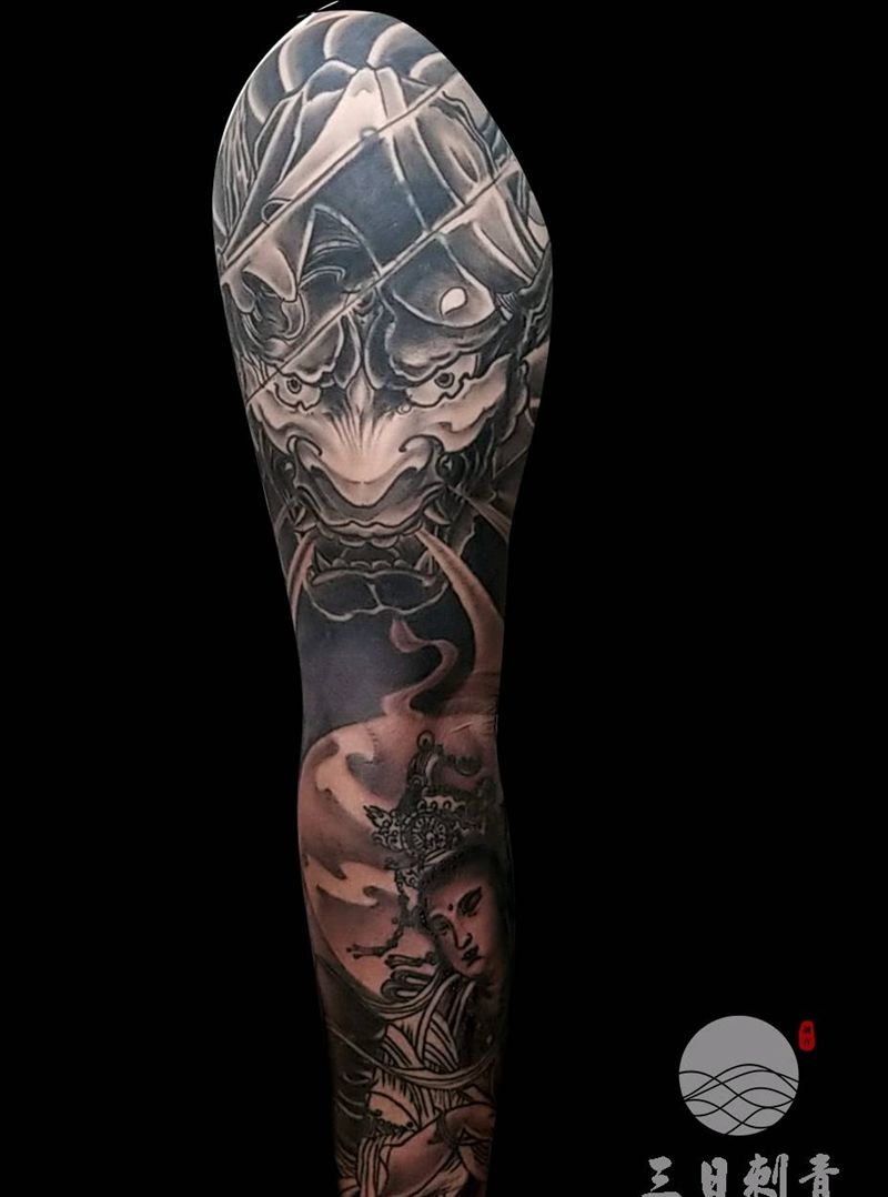 遮盖后的花臂纹身图片