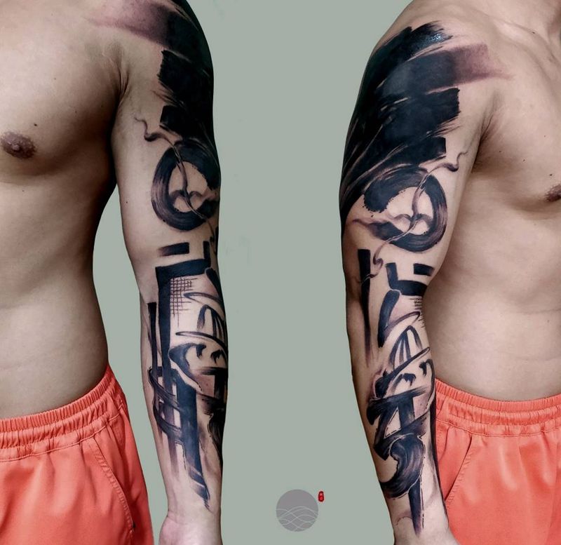 中国风，水墨纹身图片