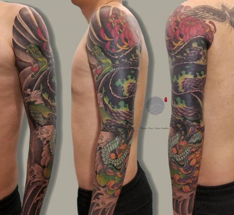 传统花臂纹身图片