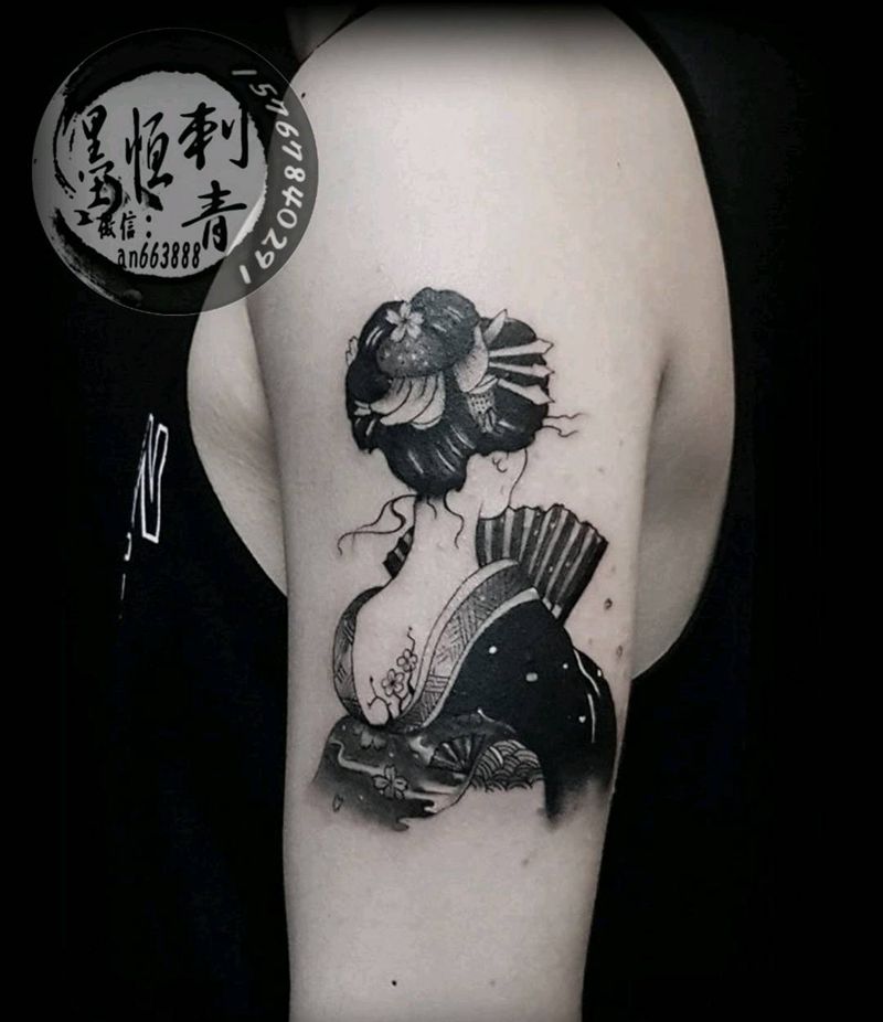 艺妓纹身图片_手部纹身图案