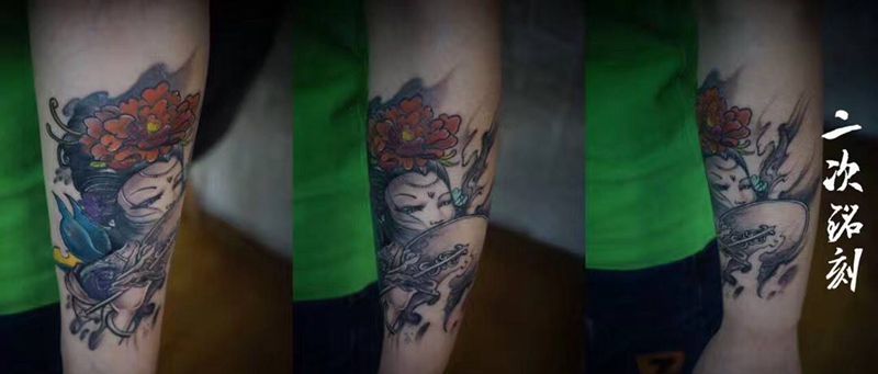 艺妓遮盖纹身图片