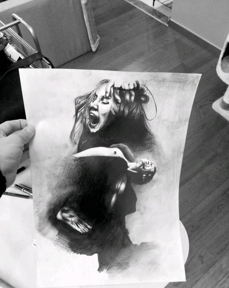 手稿，挣扎纹身图片