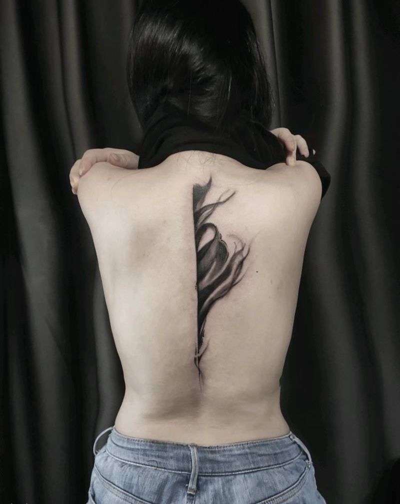 中国风水墨，写意纹身图片_水墨纹身图案