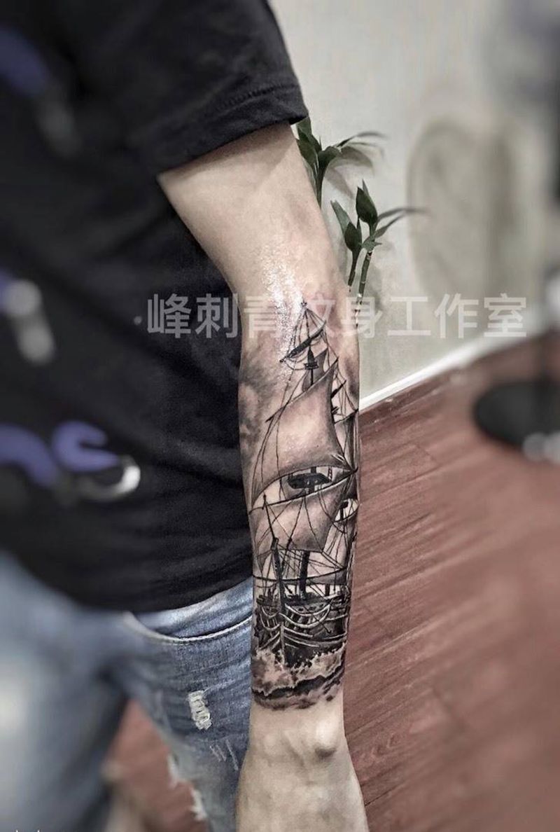 帆船纹身图片
