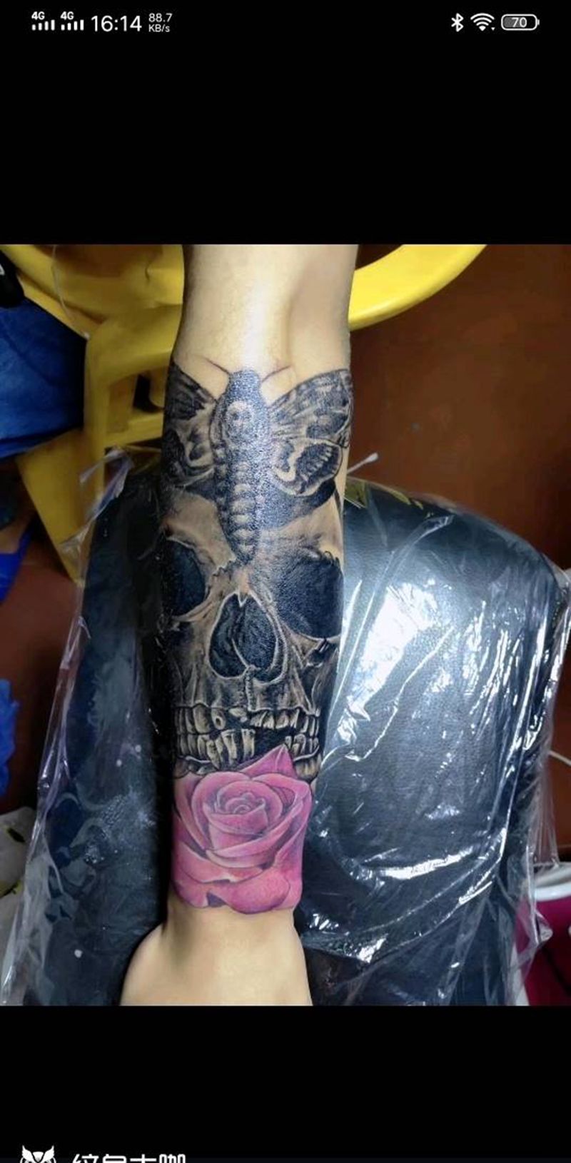 半写实骷颅头纹身图片_手臂纹身图案