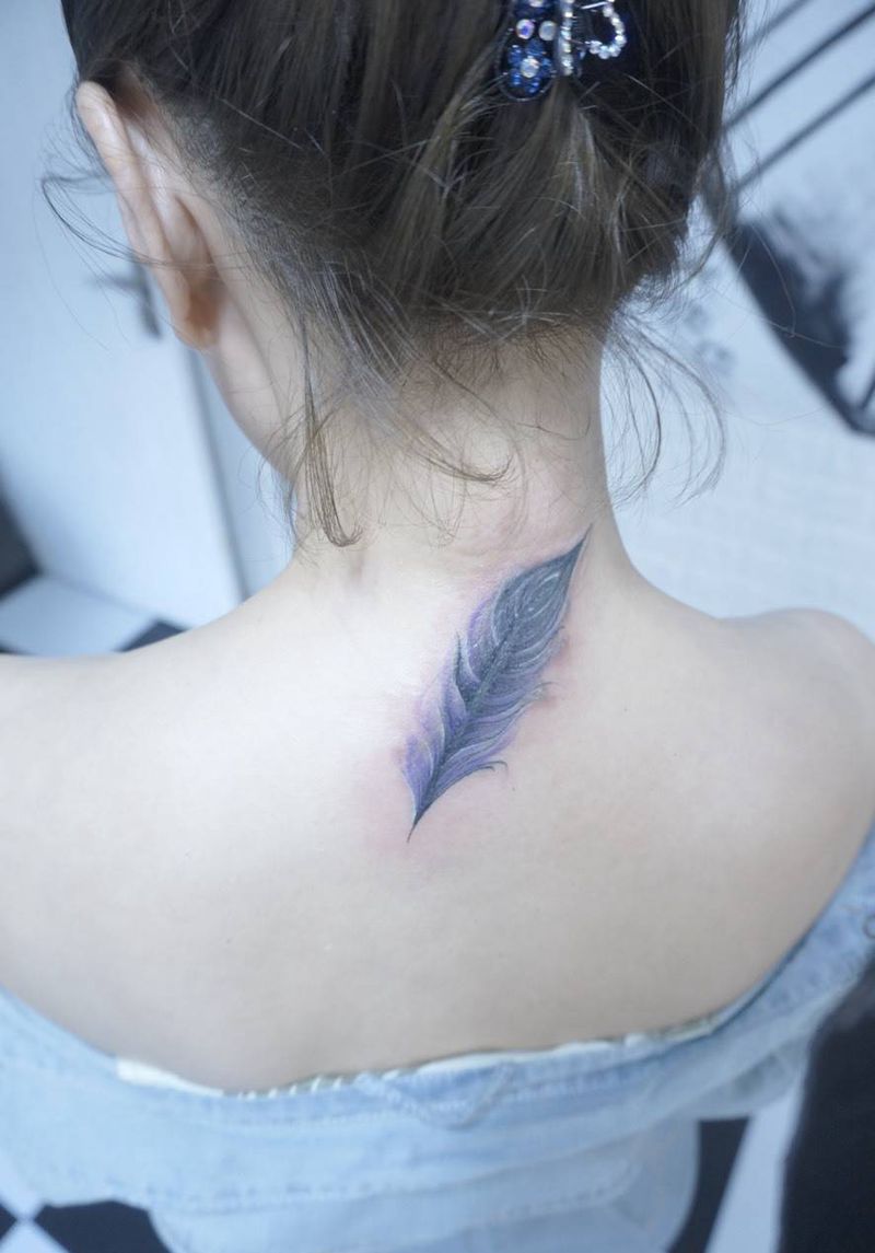 遮盖纹身图片_颈部纹身图案