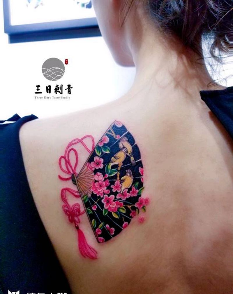 扇子纹身图片