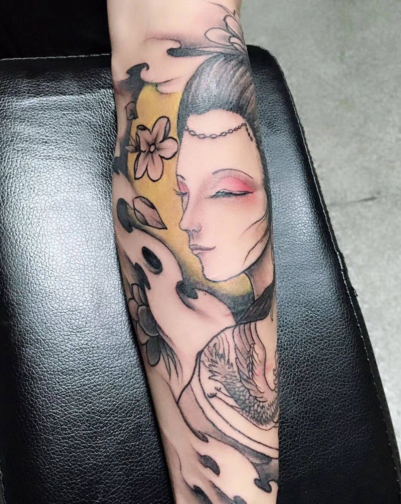 艺妓 遮盖伤疤纹身图片