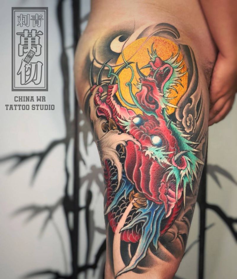 龙抬头纹身图片