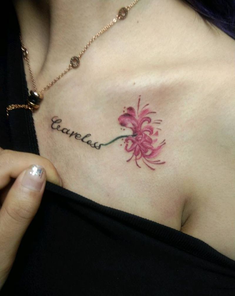 彼岸花纹身图片_胸部纹身图案