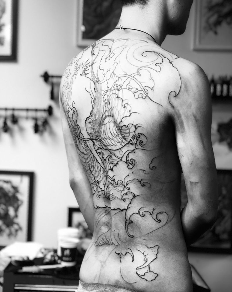 龙 - 线纹身图片