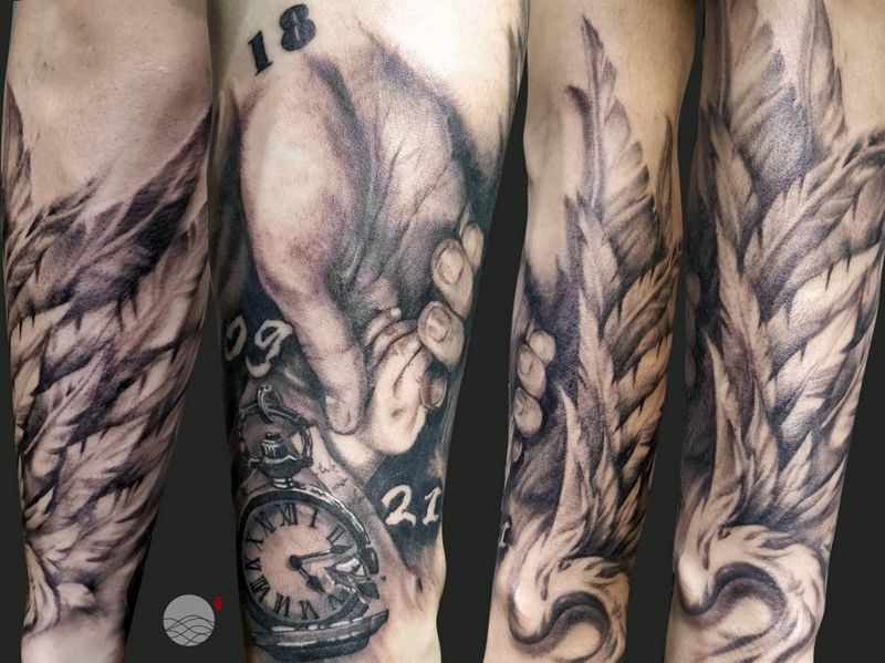 爸爸和女儿的小手纹身图片