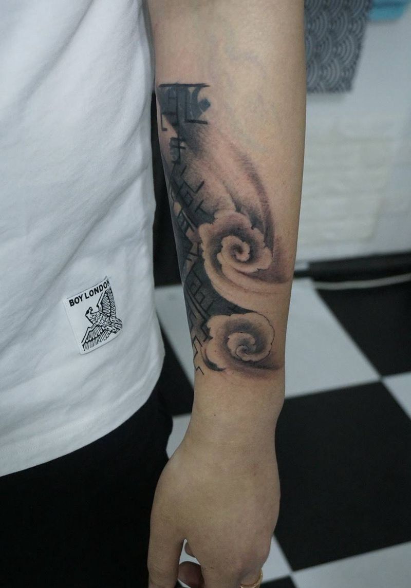 遮盖纹身图片_手臂水墨纹身图案