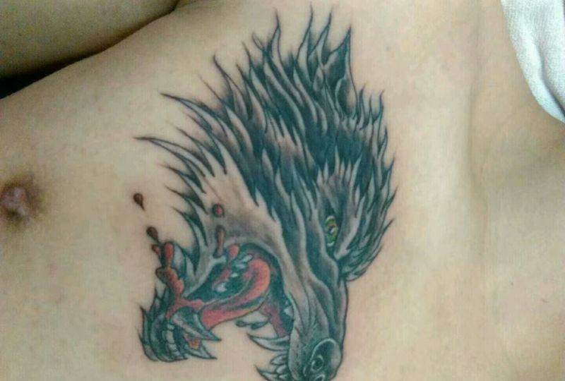 狼头纹身图片