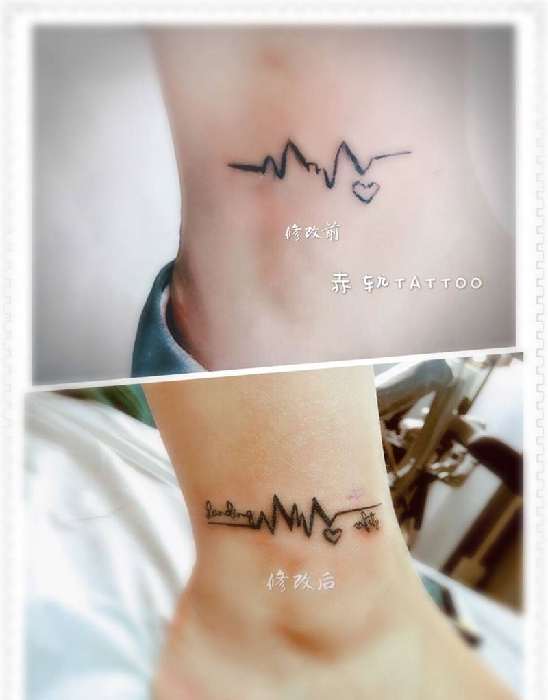 修改心电图纹身图片