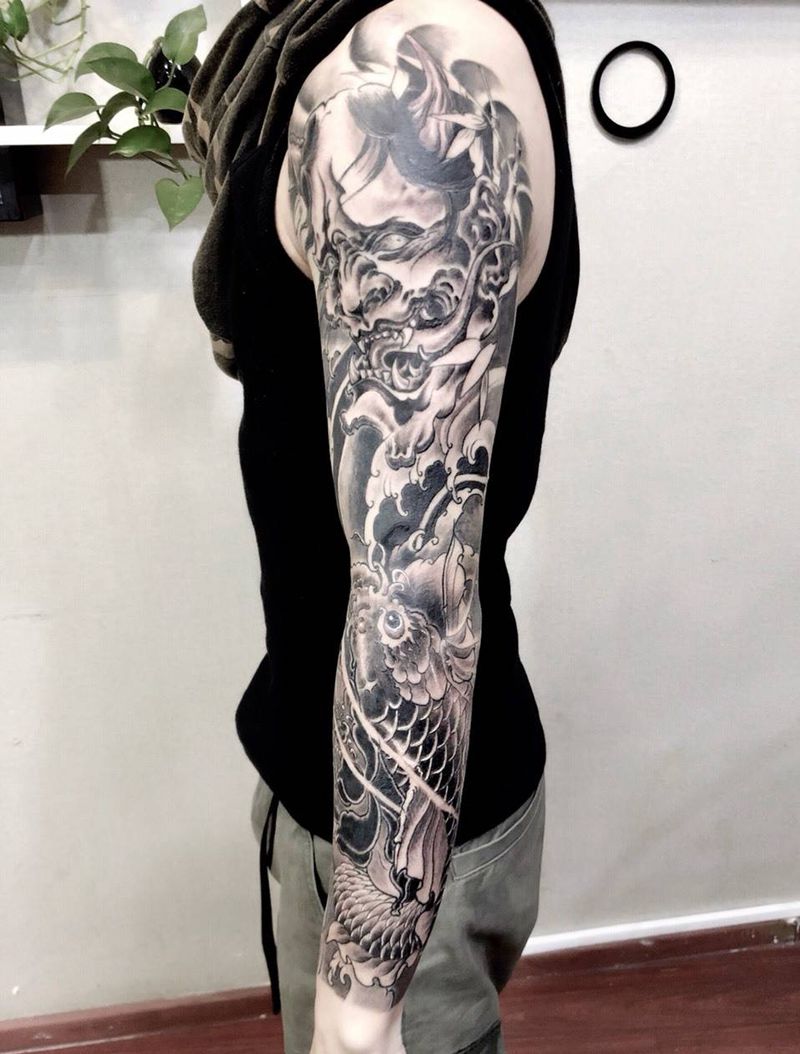 传统花臂纹身图片