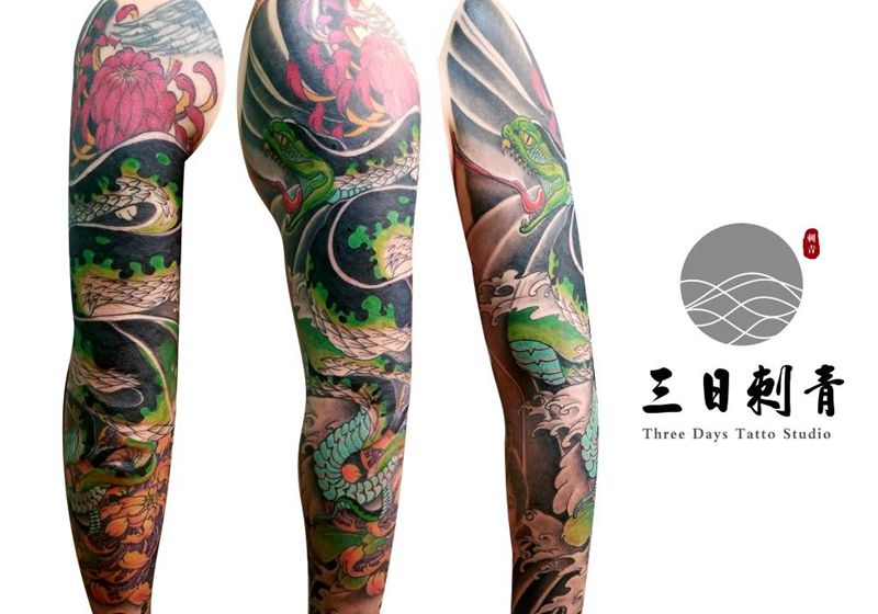 花臂，还有一次完成纹身图片