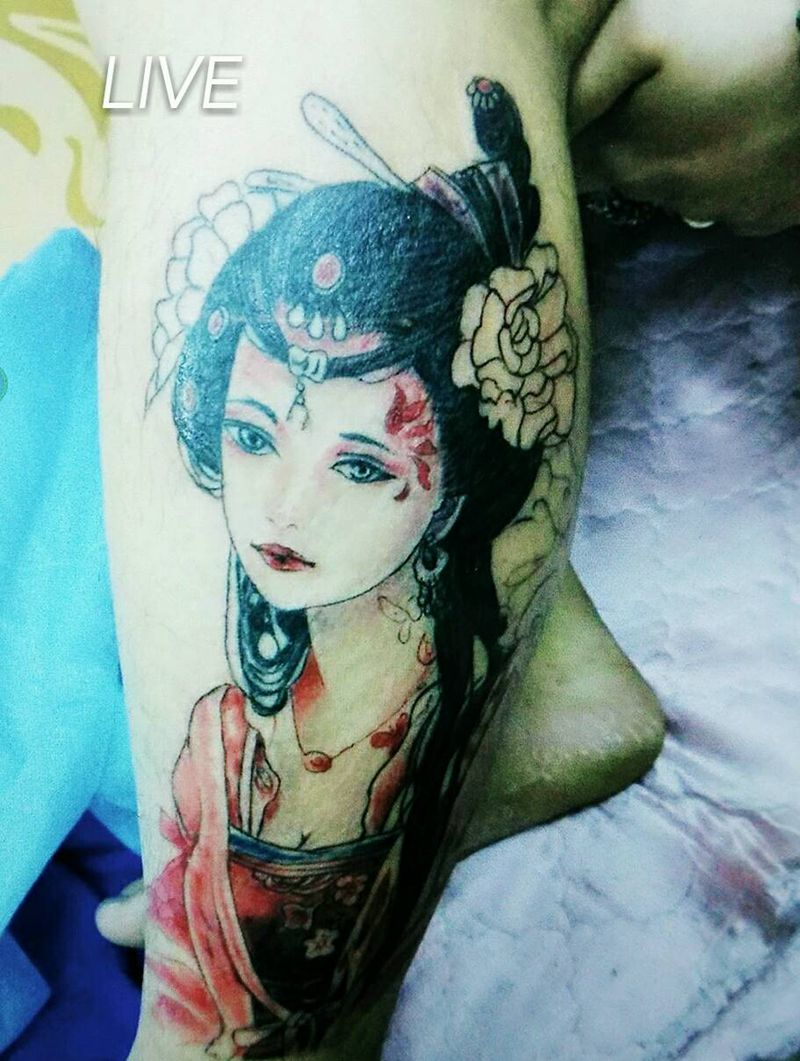 古风美女纹身图片