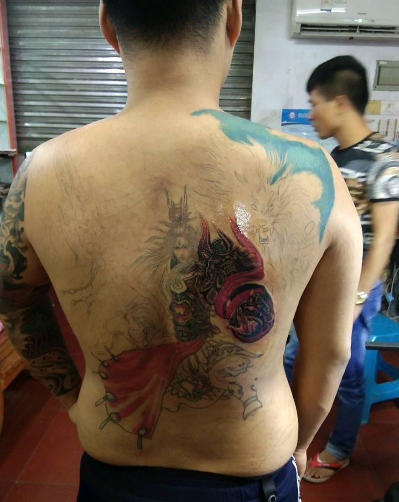 二郎神满背纹身图片