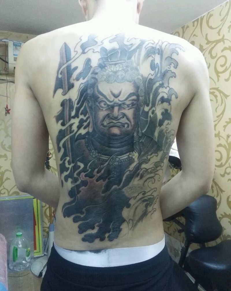 修改不动明王，未完成纹身图片