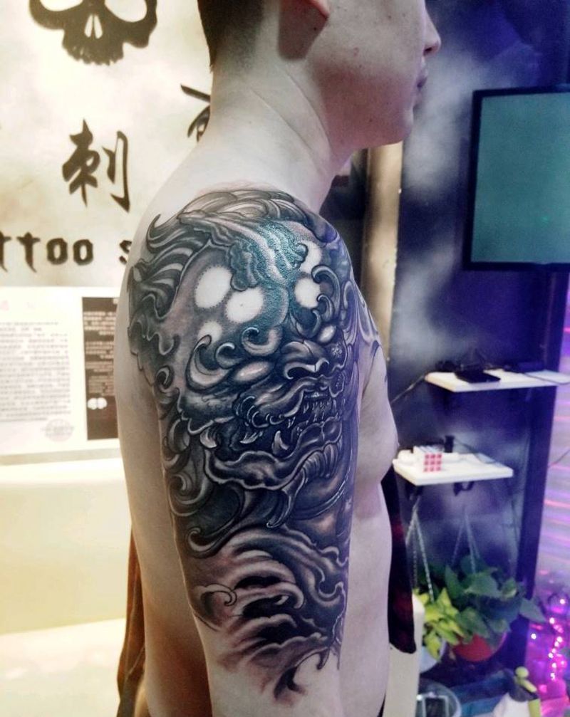 唐狮纹身图片