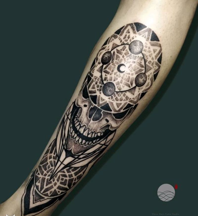 小腿点刺纹身图片