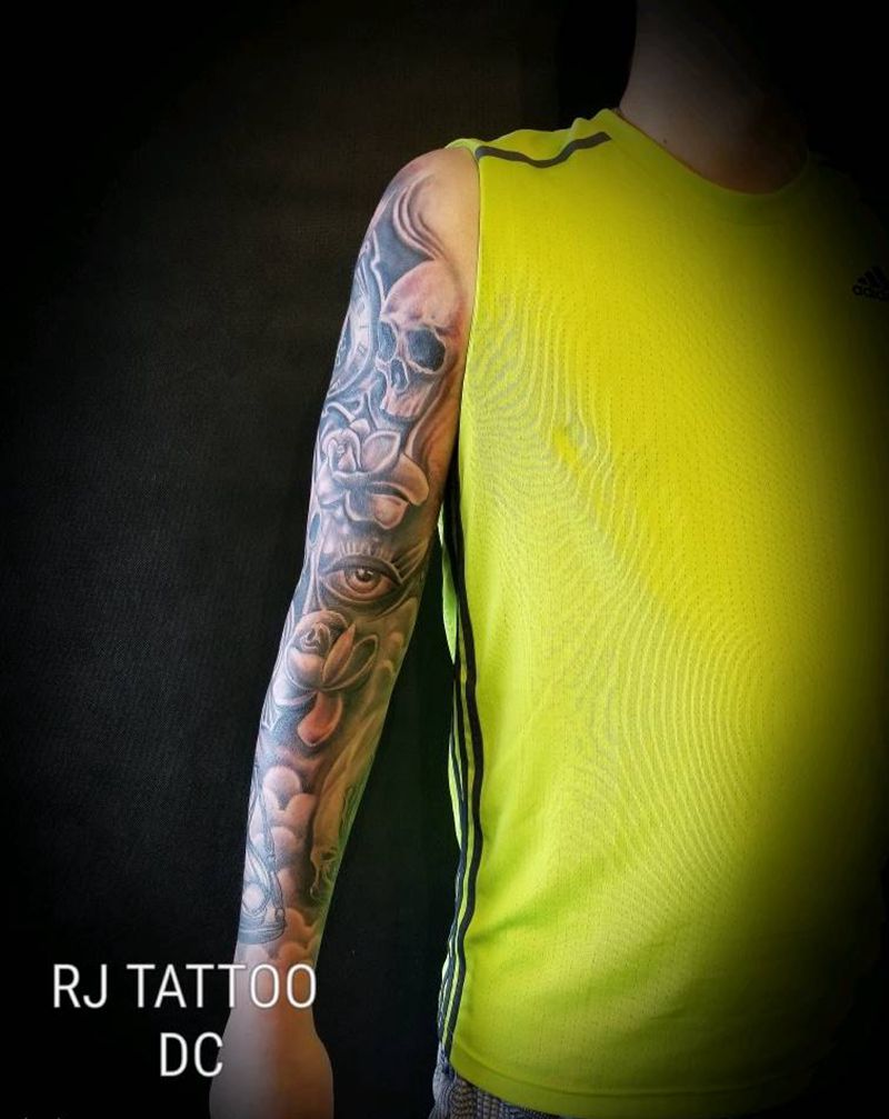 欧美花臂完成纹身图片