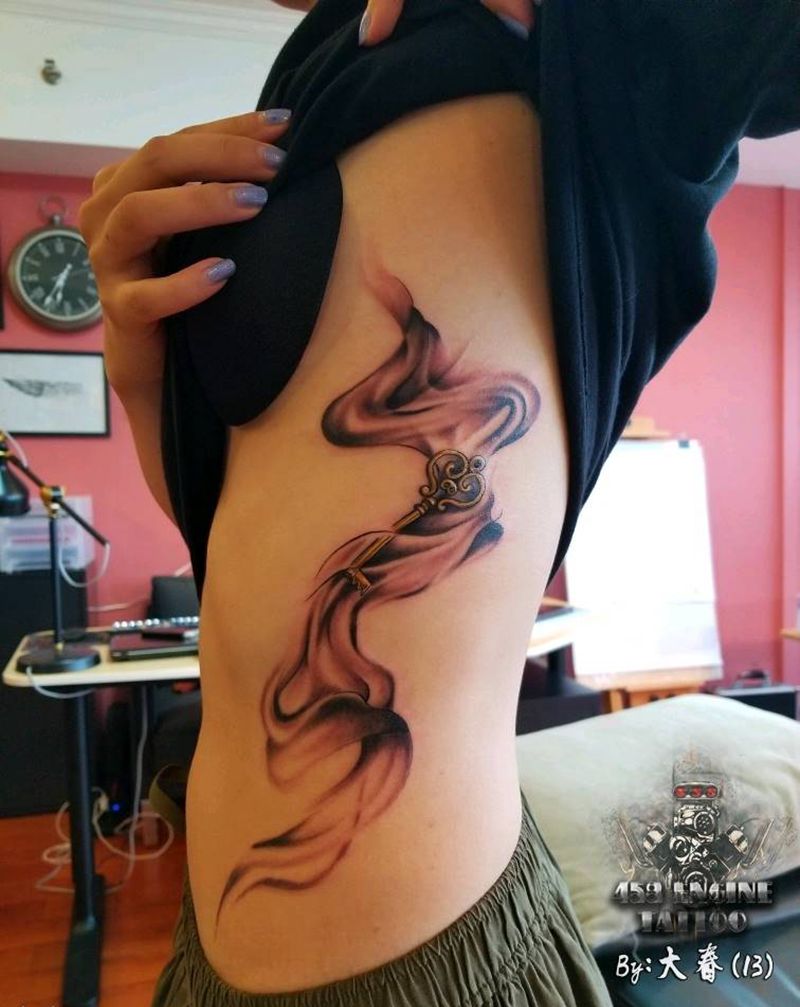 丝带，钥匙纹身图片