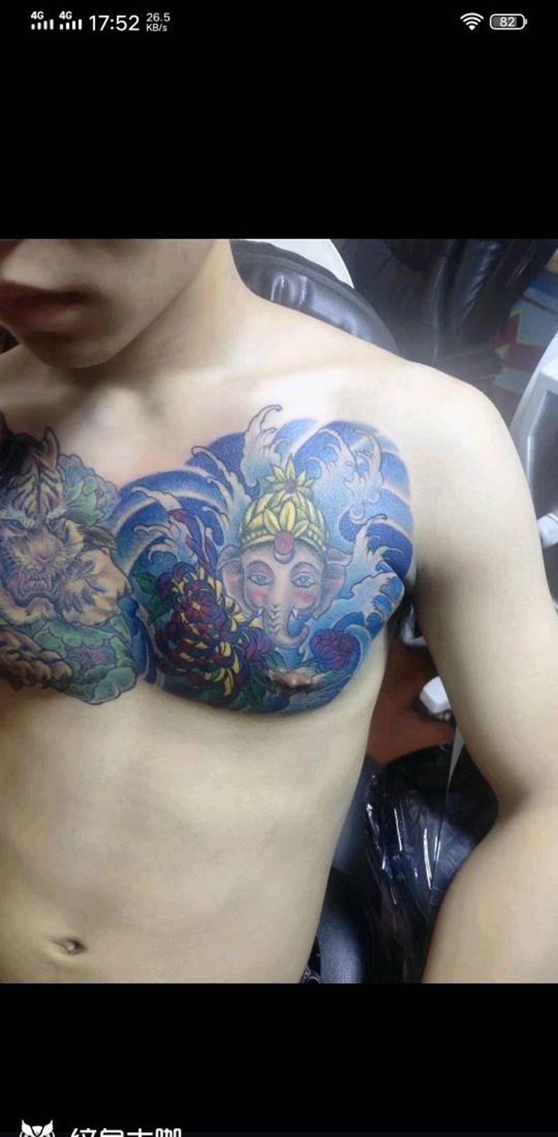 花胸纹身图片_胸部纹身图案