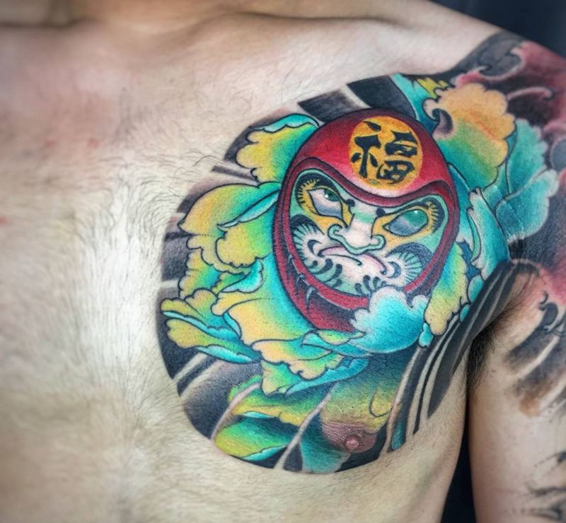 达摩逢唐狮纹身图片