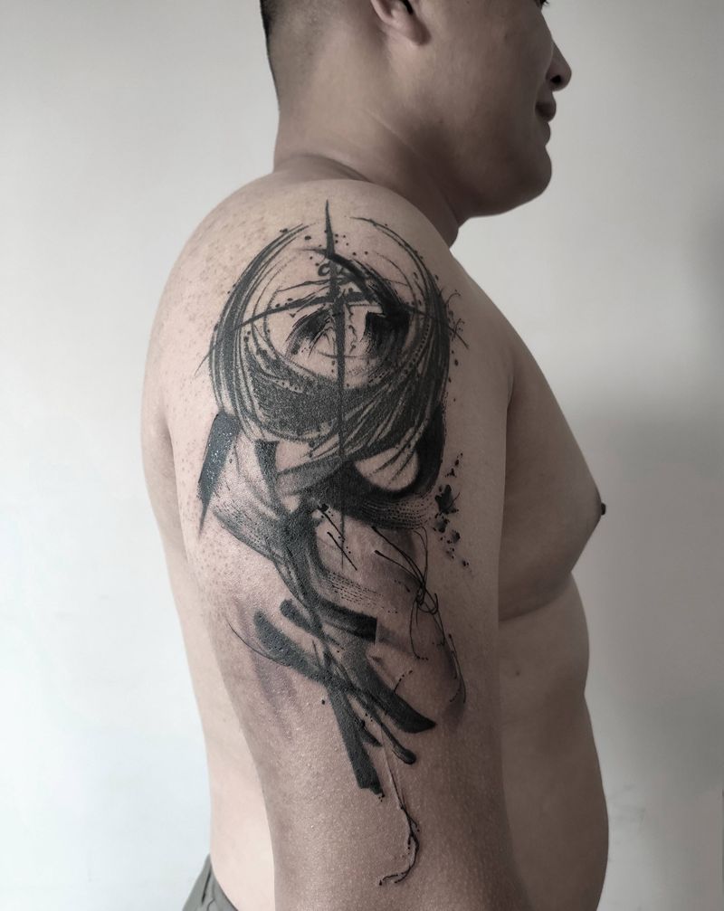 添加中国风水墨纹身图片_手臂水墨纹身图案